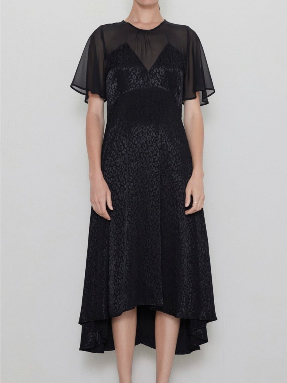 Zara Black Sheer Yoke Hi-Low Dress